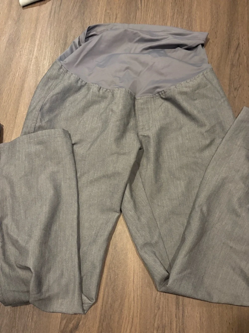 Figs Women's Gray Maternity Dress Pants with Stretch Panel
